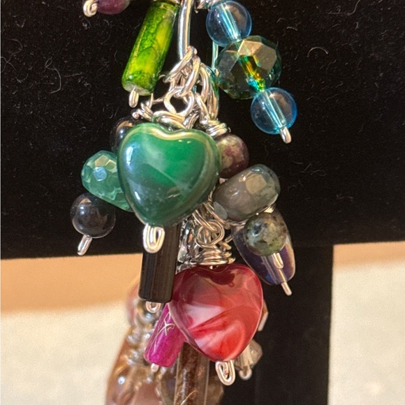 Aventurine,Agate,Tourmaline,Jasper,Heart Charm Bracelet with Drawbench beads - Picture 6 of 11